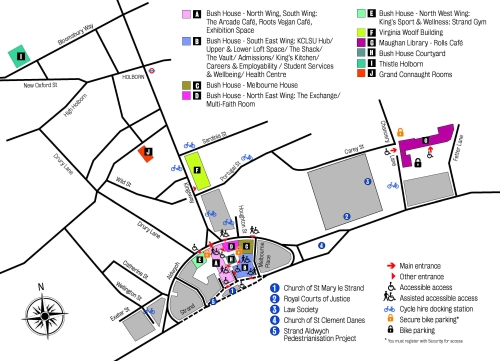 Map of Bush House and Kings College